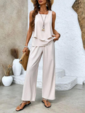Women's Set – Sleeveless Blouse & Wide-Leg Pants – Light & Airy Design