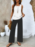Women's Set – Sleeveless Blouse & Wide-Leg Pants – Light & Airy Design