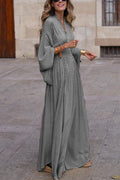 Women's Maxi Dress - Long Sleeve V-Neck - Loose Fit - Elegant Flowy Design
