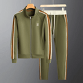 Men's Tracksuit - Zip-up Jacket & Tapered Pants - High Collar & Side Pockets