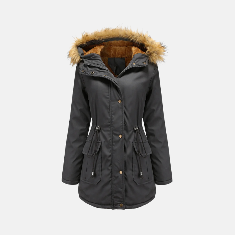 Fleece Lined Faux Fur Hood Parka Jacket