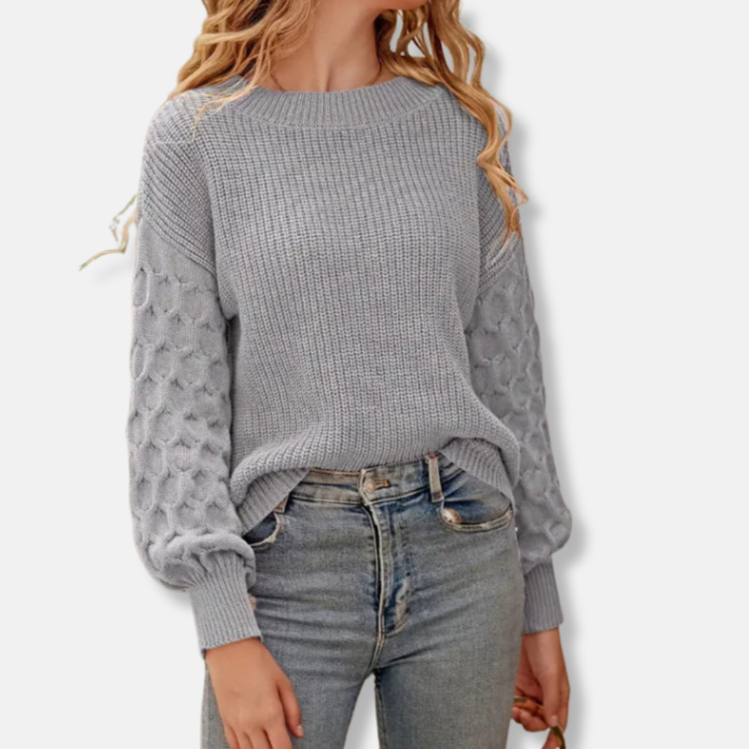 Knit Relaxed Fit Balloon Sleeve Sweatshirt