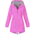 Women's Raincoat - Waterproof Long Model - Adjustable Waist - Hood with Lining