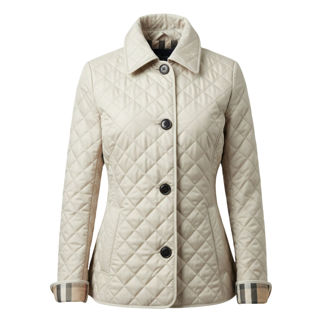 Diamond Pattern Slim Fit Quilted Cotton Jacket