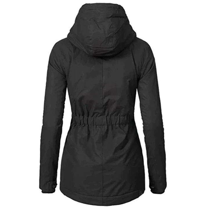 Women's Parka Jacket - Long Tailored Fit - Water-Repellent - Lined with Soft Insulation - Hood with Drawstring