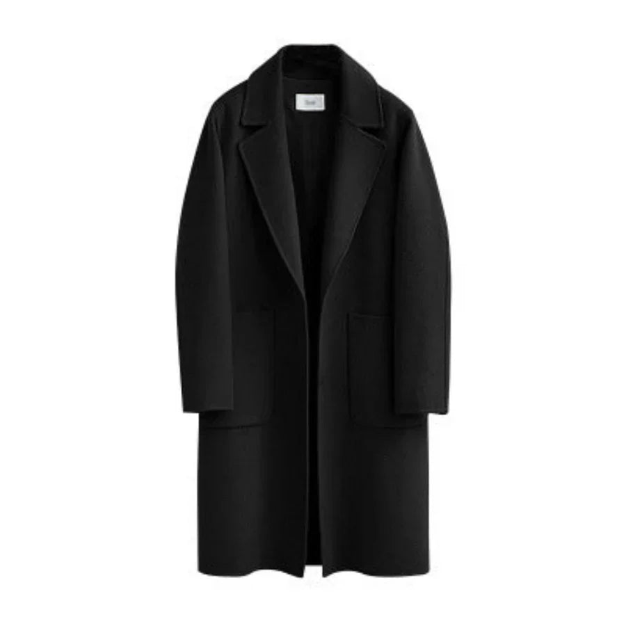 Full Length Relaxed Fit Wool Blend Trench Coat
