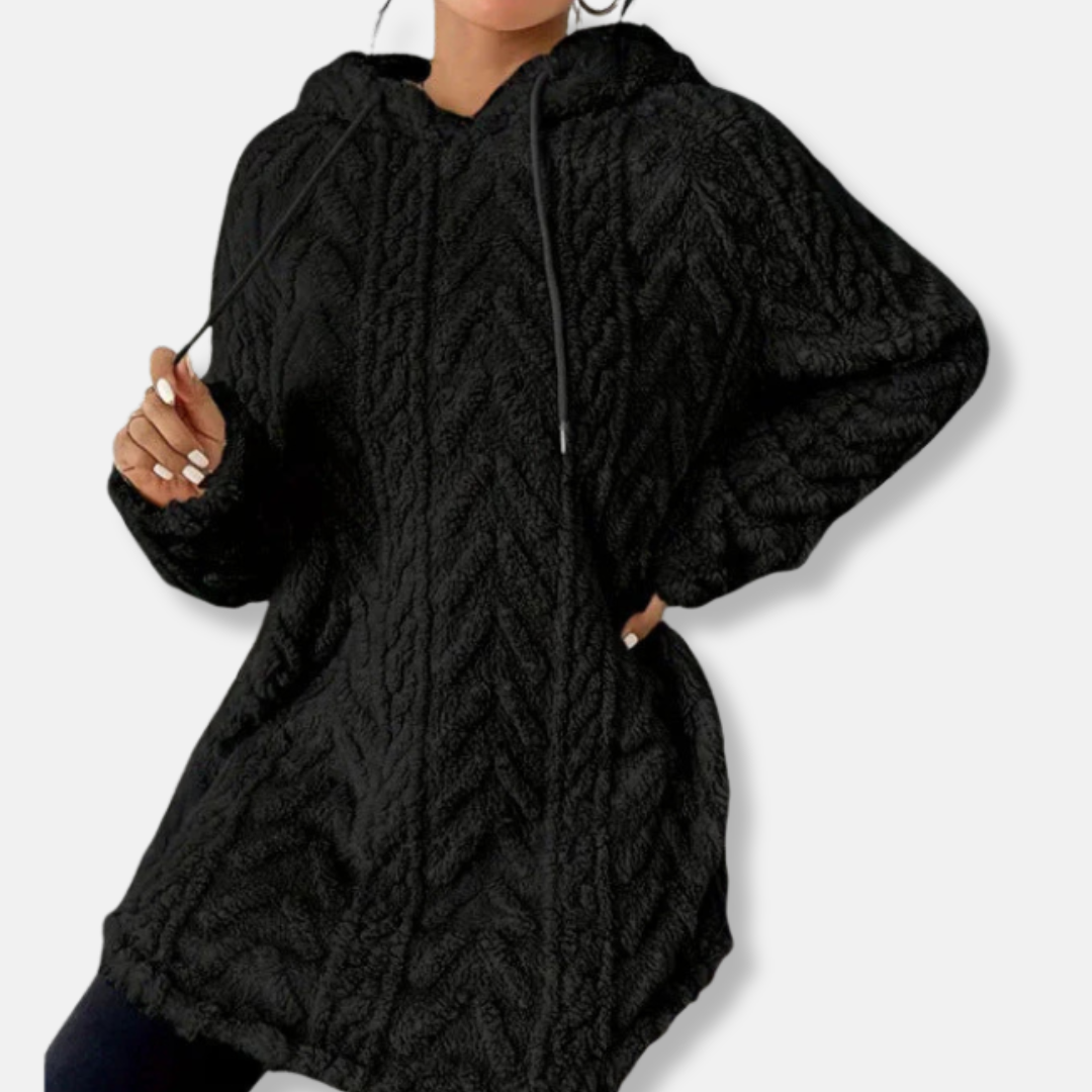 Knit Relaxed Fit Asymmetrical Hooded Sweatshirt