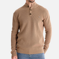 Men's Turtleneck Sweater – Wool Blend – Slim Fit – Rib Knit with Button Details