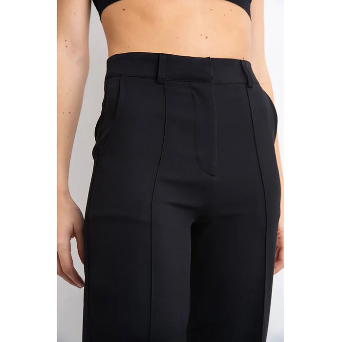 Women's Suit Pants - High-Waisted - Wide Legs - Elegant with Pockets