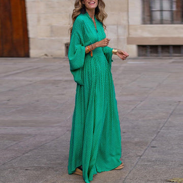 V-Neck Loose Fit Flowy Maxi Dress