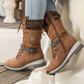 Women's Boots - Genuine Leather - Lace-up Closure - Robust Non-slip Sole - Comfortable Fit