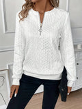 Women's Knit Sweater - Cable Knit - Zipper Collar - Long-Sleeved Comfortable Fit