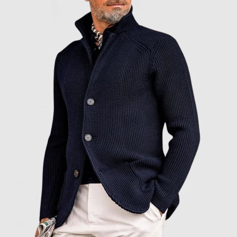 Textured Knit Long-Sleeved Cardigan