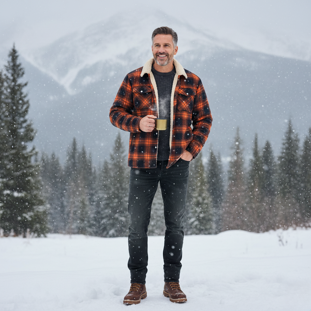 Warm Fleece Checkered Pattern Jacket