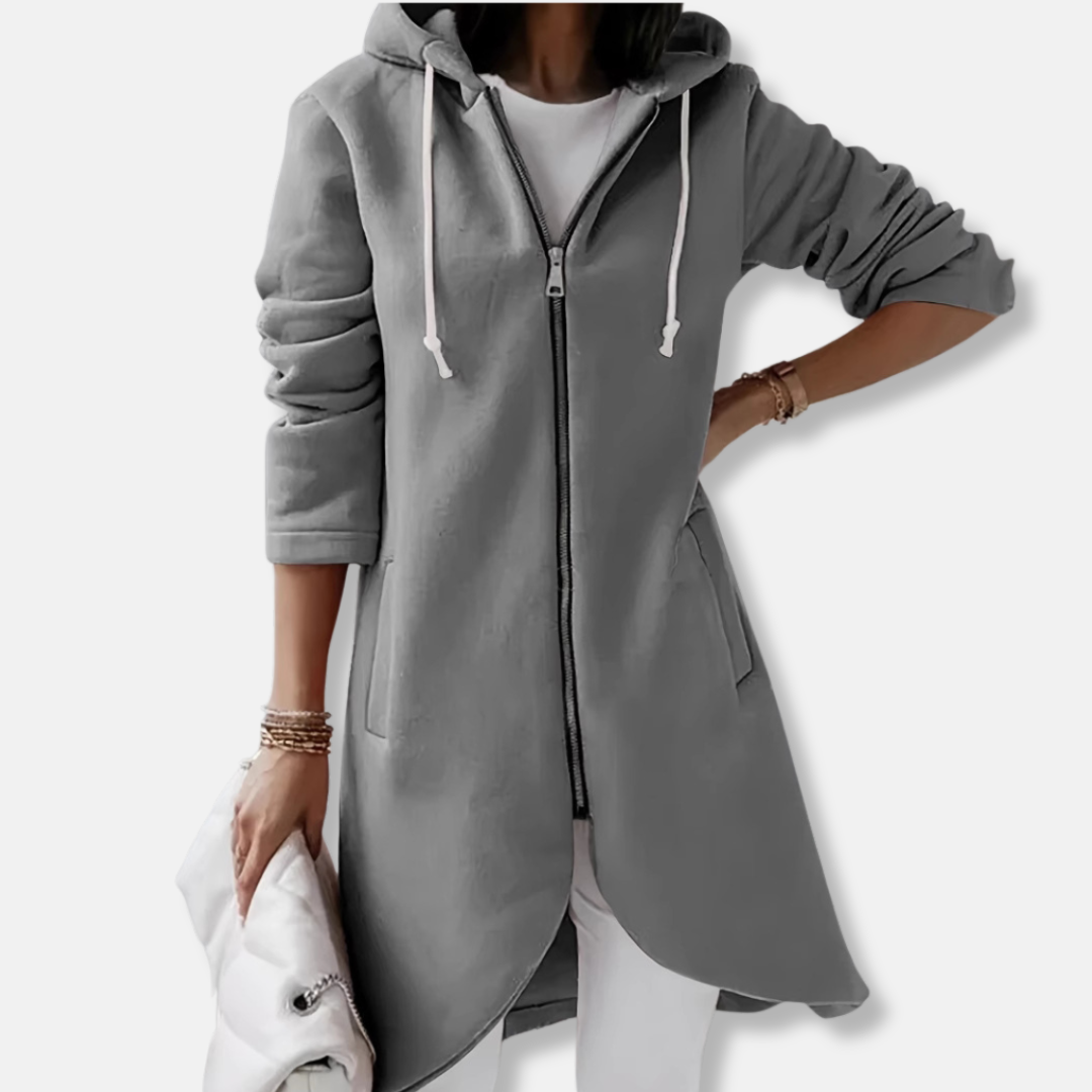 Long Hooded Knit Asymmetrical Cardigan