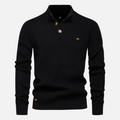 Men's Turtleneck Sweater – Wool Blend – Slim Fit – Rib Knit with Button Details