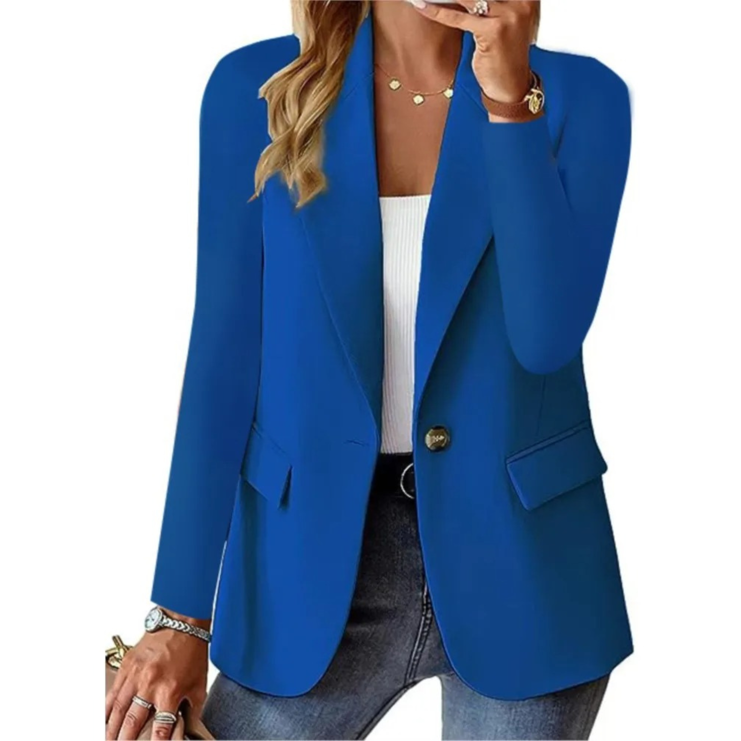 Blazer for Women - Slim Fit - Single-breasted - Button Closure - Notch-lapel