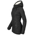 Women's Parka Jacket - Long Tailored Fit - Water-Repellent - Lined with Soft Insulation - Hood with Drawstring
