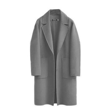 Full Length Relaxed Fit Wool Blend Trench Coat