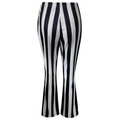 Women's Flared Pants - High-Waisted - Stretchable Fabric - Vertical Stripes - Comfort Fit