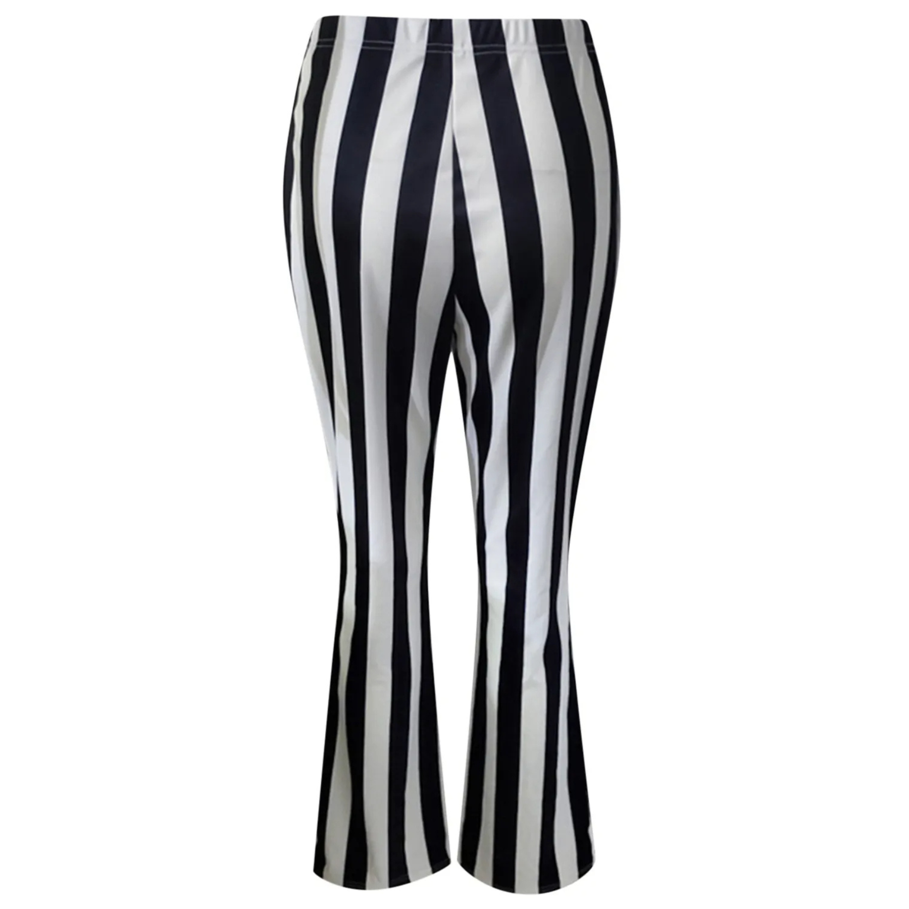 Women's Flared Pants - High-Waisted - Stretchable Fabric - Vertical Stripes - Comfort Fit