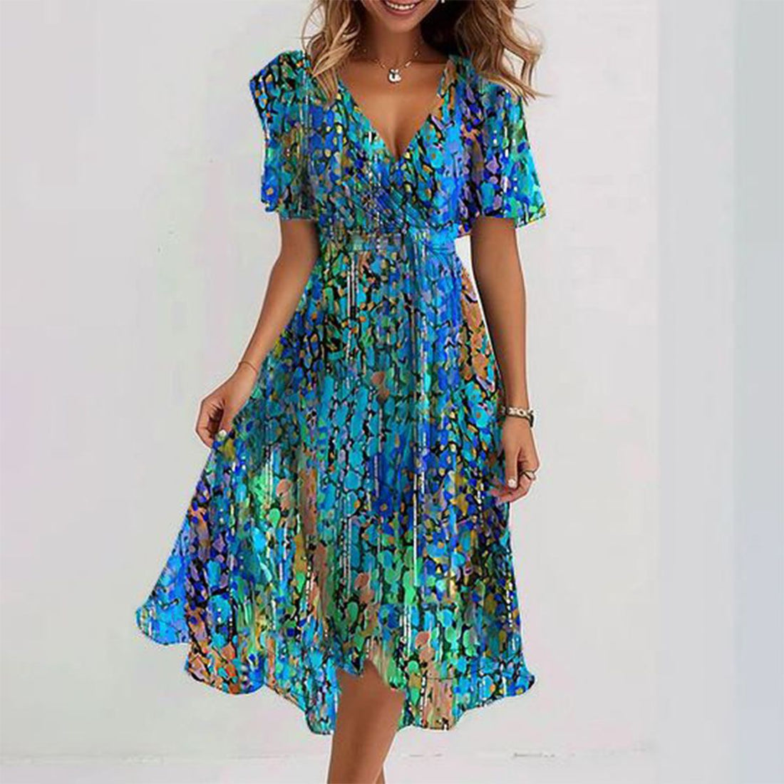 Breezy Colorful Print Summer Dress