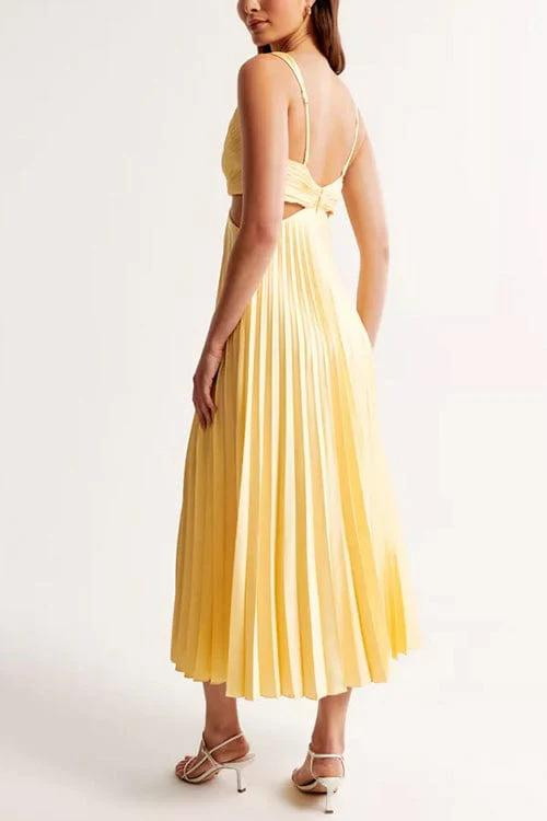 Light Chiffon-like Open Back Midi Dress