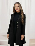 Women's Coat - Tailored Fit - Knee Length - Single-Breasted with Button Closure