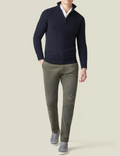 Men's Sweater in Cable Knit – Wool Blend – Half Zipper – Smart Casual Fit