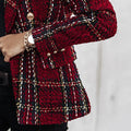 Women's Blazer - Tweed Pattern - Tailored Fit - Gold Buttons Elegant Design