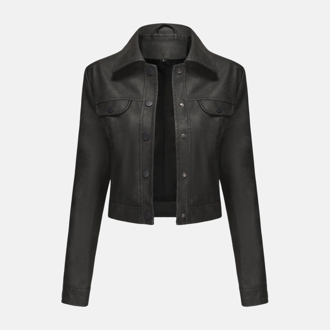 Structured Woven Texture Cropped Jacket