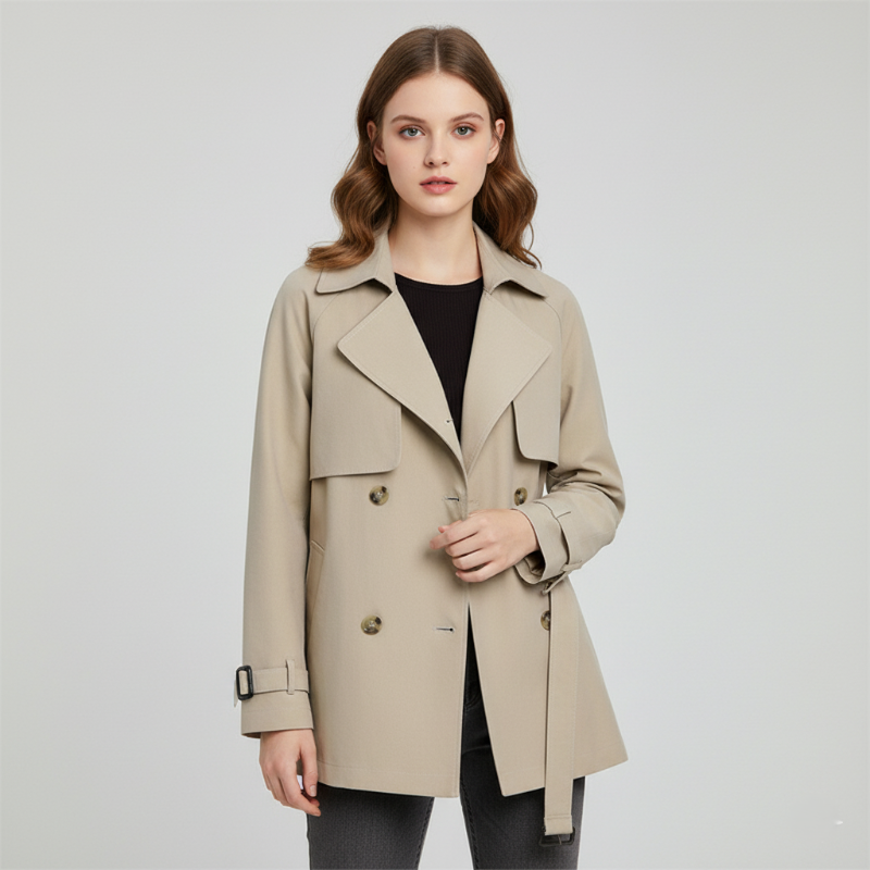 Double-Breasted Belted Relaxed Trench Coat