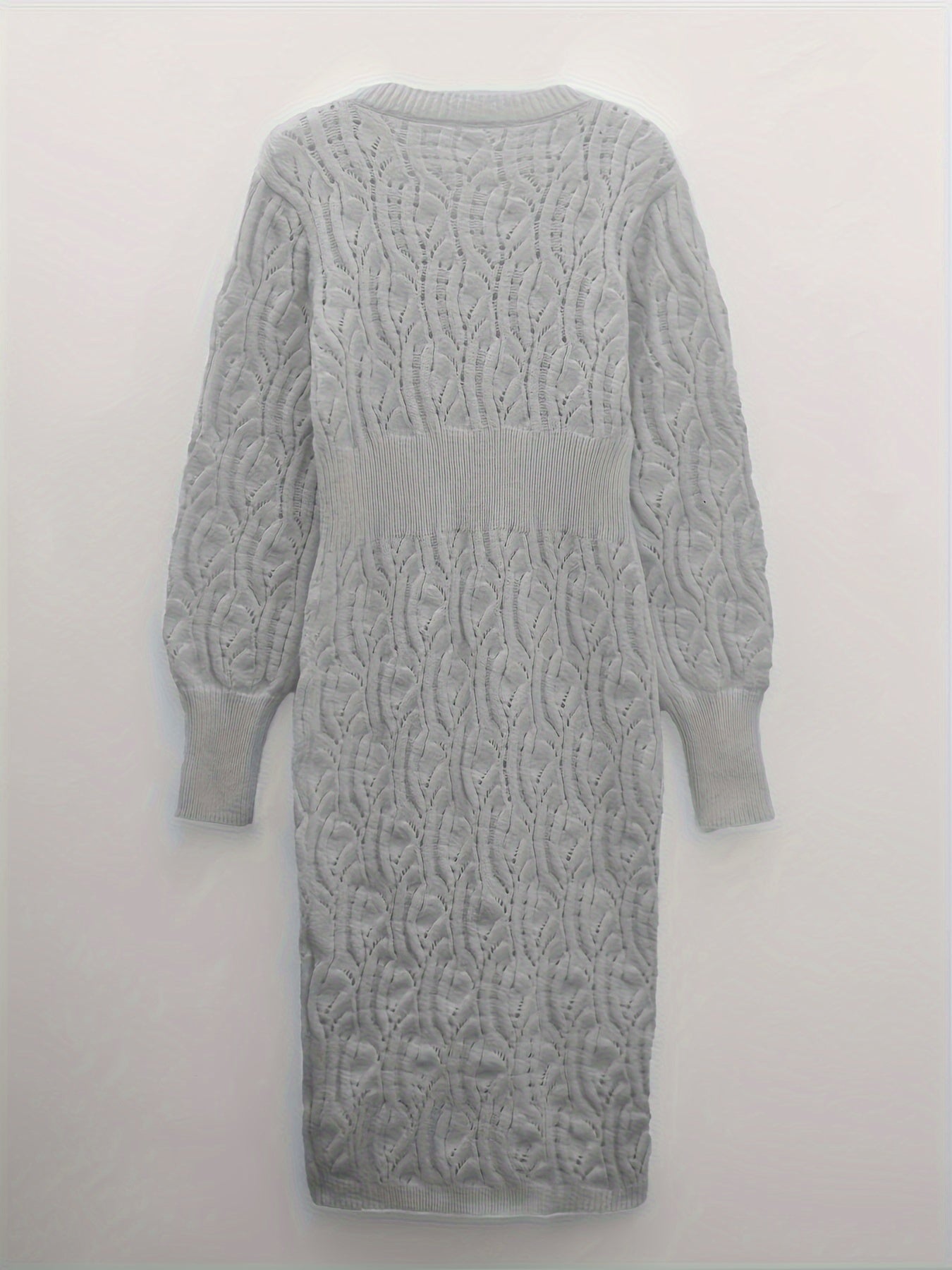 Women's Knit Dress - V-Neck - Long-Sleeved - Fitted Ribbed Design - Elegant & Comfortable