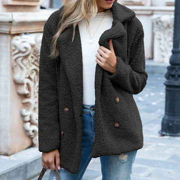 Plush Fleece Oversized Notched Lapel Coat