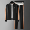 Men's Tracksuit - Zip-up Jacket & Tapered Pants - High Collar & Side Pockets
