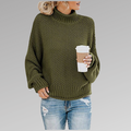Women's Knit Sweater - Oversized Fit - Turtleneck - Soft and Warm