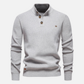 Men's Turtleneck Sweater – Wool Blend – Slim Fit – Rib Knit with Button Details
