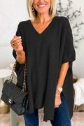Women's Poncho Top - Soft Knit - Loose Fit - V-Neck Draped Design