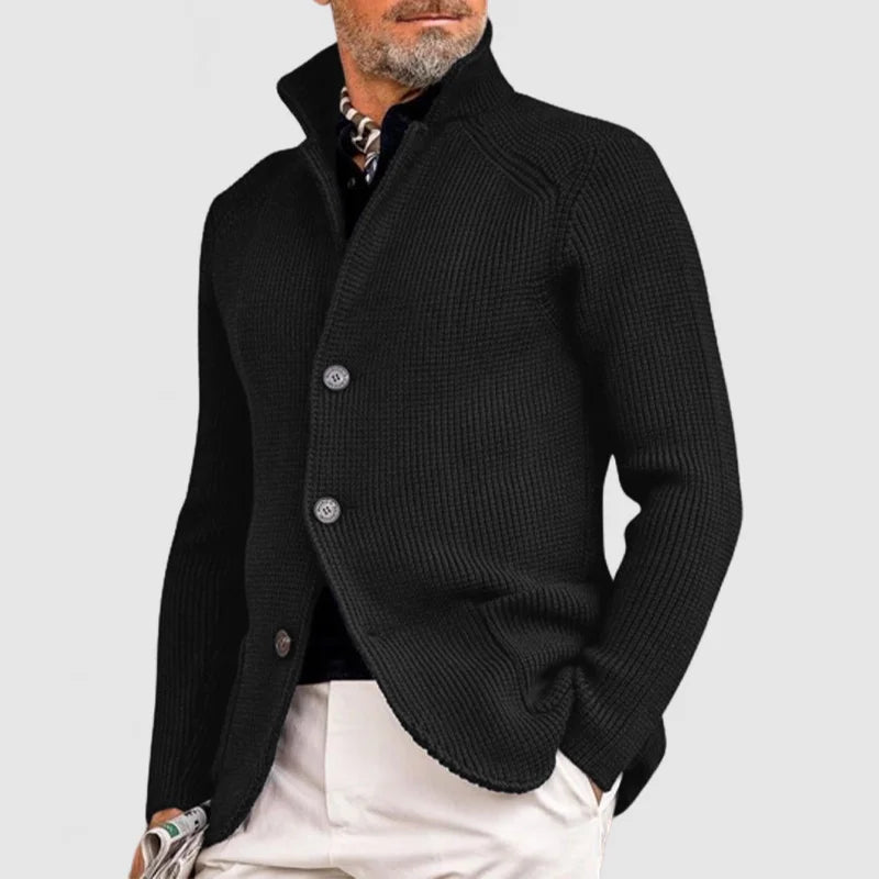 Textured Knit Long-Sleeved Cardigan