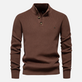 Men's Turtleneck Sweater – Wool Blend – Slim Fit – Rib Knit with Button Details