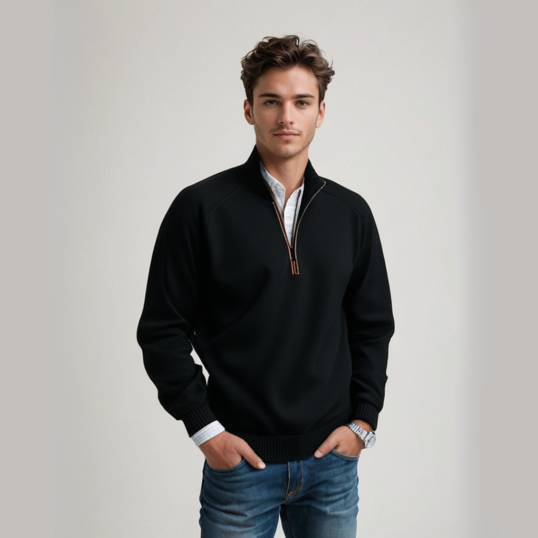 Soft Warm Half-Zip Relaxed Knit Sweater