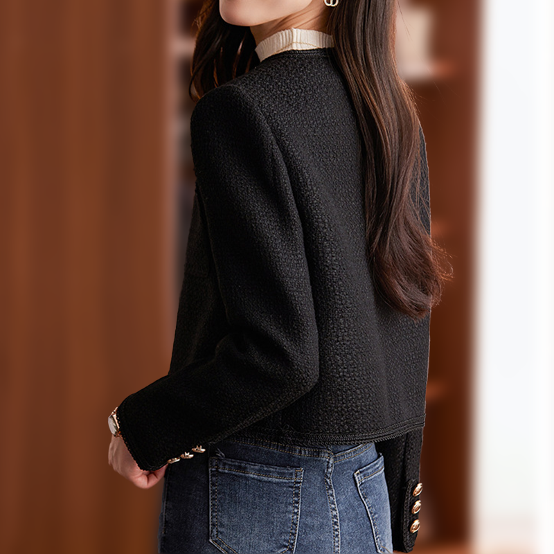 Cropped Tweed Structured Fit Blazer