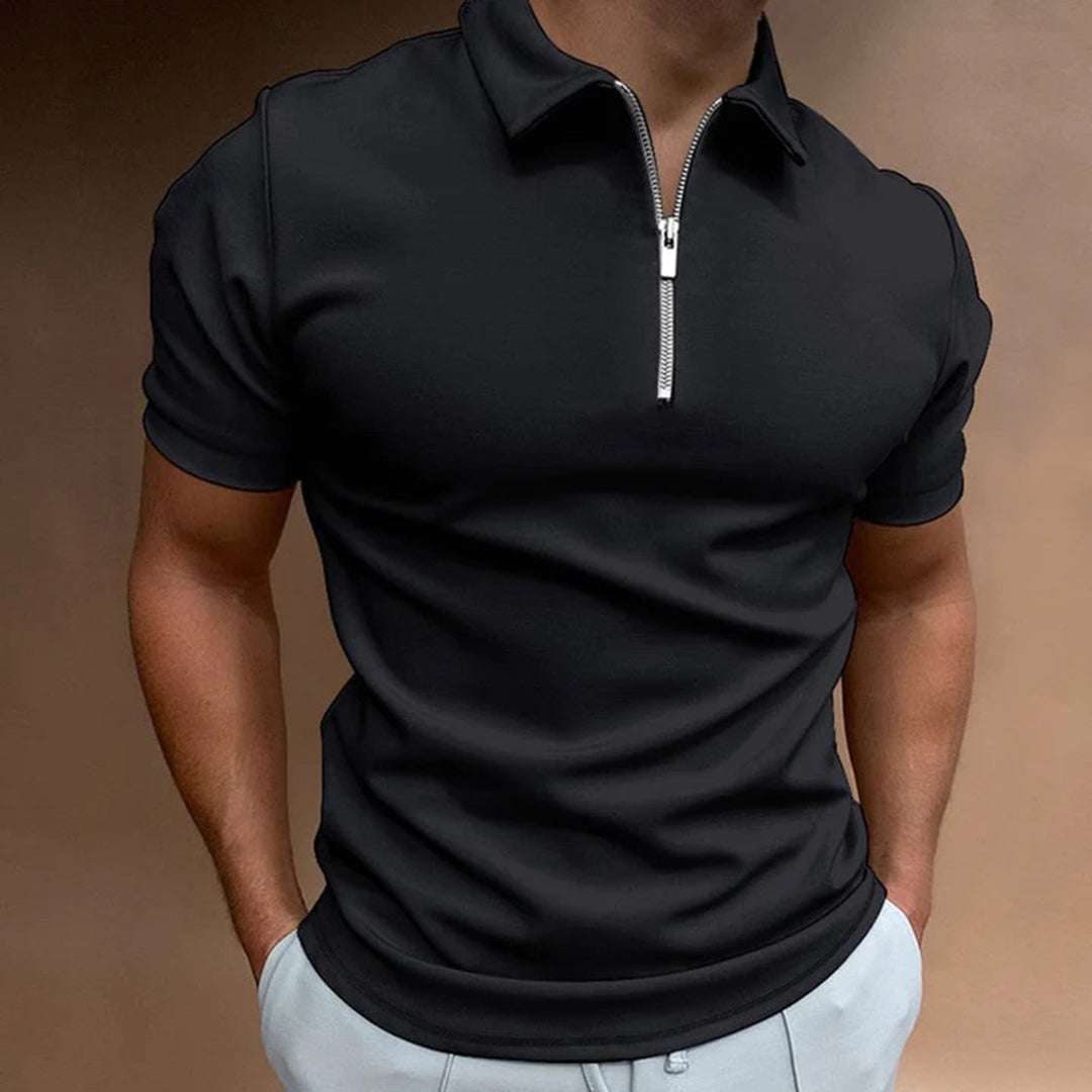 Zip Collar Slim Fit Polo Shirt
