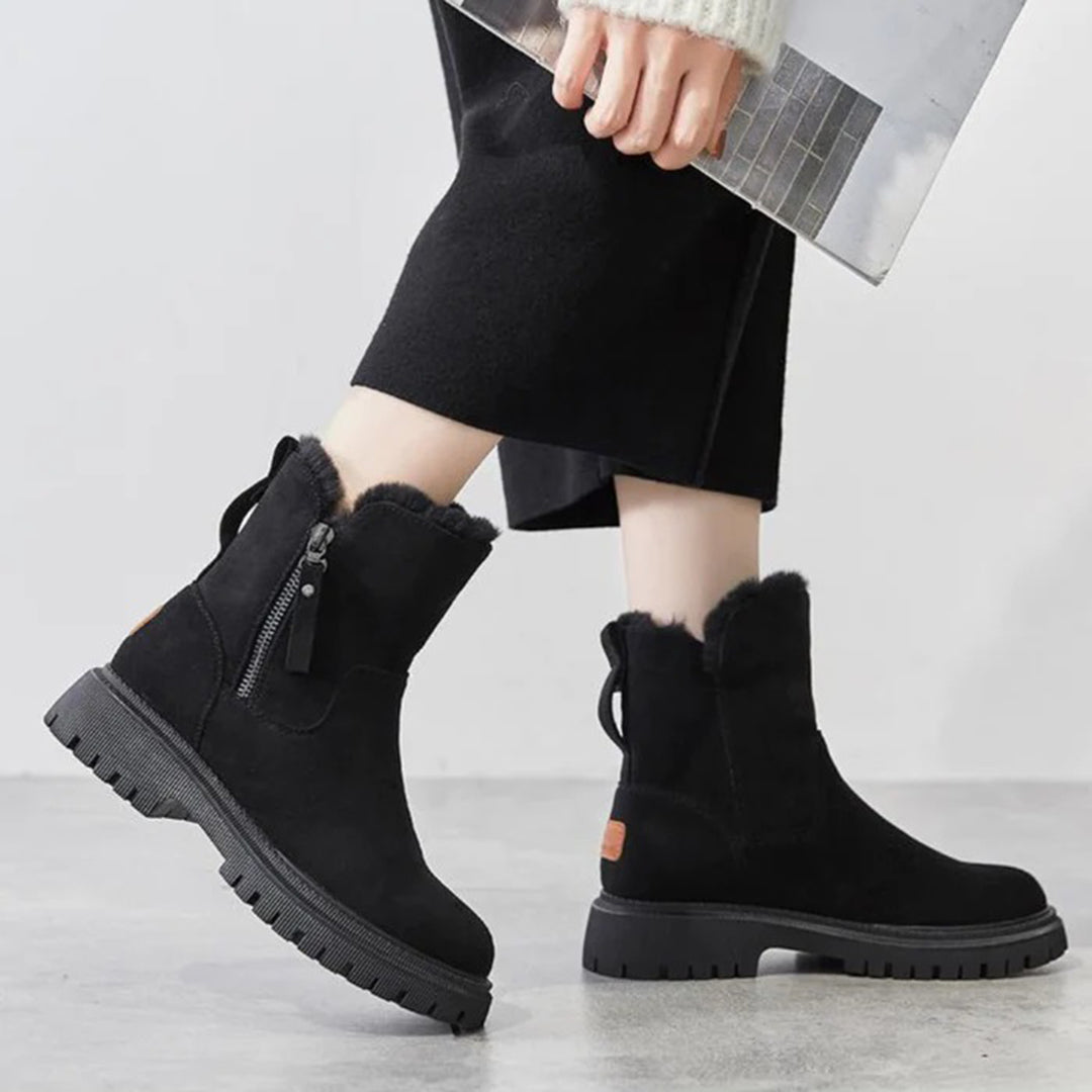 Non-slip Warm Lined Suede Look Ankle Boots