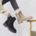 Women's Ankle Boots - Soft Suede Look - Warm Lined - Non-slip Sole - Zipper Closure