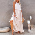 Women's Maxi Dress - Sleeveless Halterneck - A-line Fit - Light and Airy Design