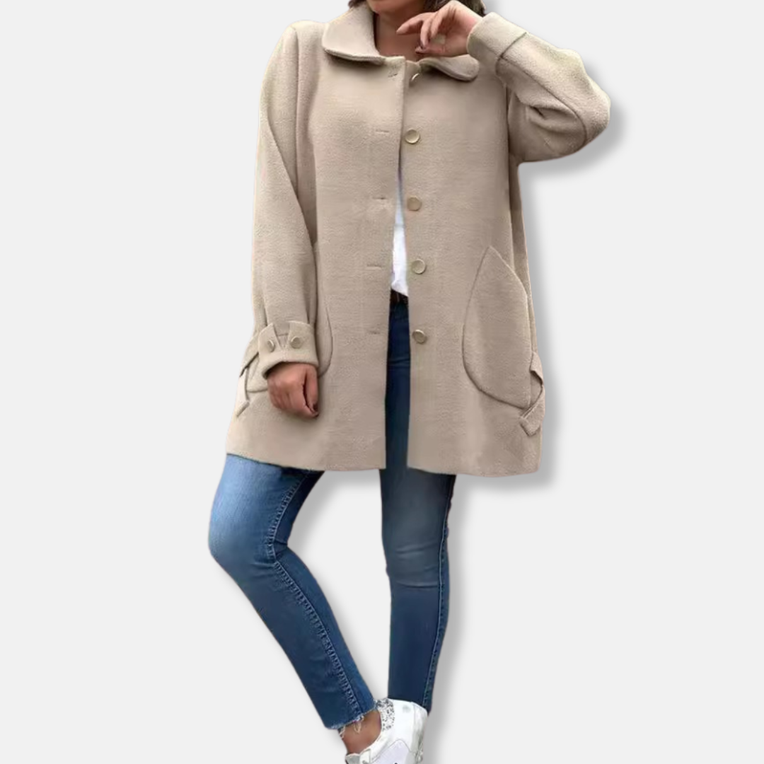 Knit Blend Relaxed Fit Mid-Thigh Coat