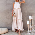 Women's Maxi Dress - Sleeveless Halterneck - A-line Fit - Light and Airy Design