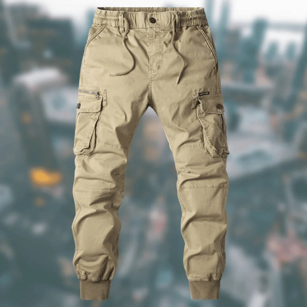 Relaxed Elastic Waist Multiple Pocket Cargo Joggers