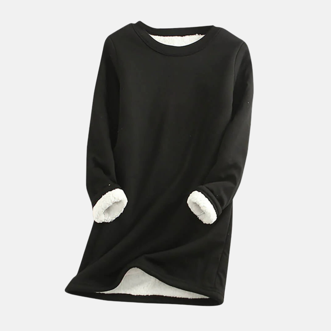 Plush Lined Knit Relaxed Fit Crewneck Sweatshirt